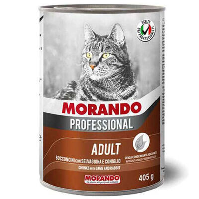 Morando Professional Av Hayvanlı ve Tavşanlı Yetişkin Kedi Konservesi 12 Adet 405 Gr - 1