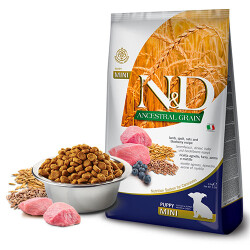 N&D Ancestral Grain Mini Puppy Kuzulu Yaban Mersinli Küçük Irk Düşük Tahıllı Yavru Köpek Maması 800 Gr - ND