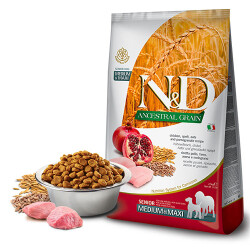 N&D Ancestral Grain Senior Tavuklu Narlı Orta ve Büyük Irk Düşük Tahıllı Yaşlı Köpek Maması 12 Kg - ND