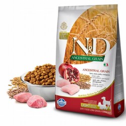 N&D Ancestral Grain Tavuklu ve Narlı Küçük Irk Düşük Tahıllı Light Köpek Maması 2,5 Kg - ND