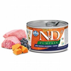 N&D Pumpkin Balkabaklı Kuzulu Yaban Mersinli Mini Starter Küçük Irk Tahılsız Yavru Köpek Konservesi 6 Adet 140 Gr - ND