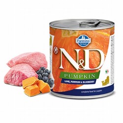 N&D Pumpkin Balkabaklı Kuzulu Yaban Mersinli Tahılsız Yavru Köpek Konservesi 285 Gr - ND