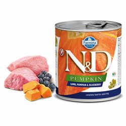 N&D Pumpkin Balkabaklı Kuzulu Yaban Mersinli Tahılsız Yetişkin Köpek Konservesi 285 Gr - ND