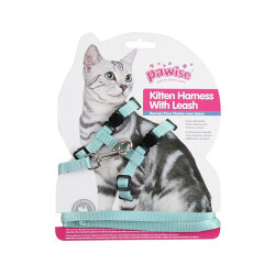 Pawise Kedi Göğüs Tasması 14,5-25/18-30 Cm Yeşil-Mavi Small - Pawise