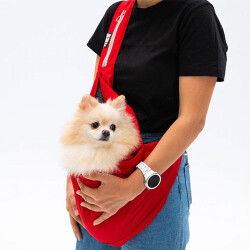 Pawstar Kırmızı Crossbody Küçük Irk Köpek Taşıma Çantası 50x15x20 Cm - Pawstar