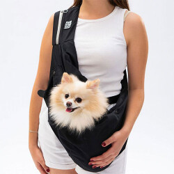 Pawstar Siyah Crossbody Küçük Irk Köpek Taşıma Çantası 50x15x20 Cm - Pawstar