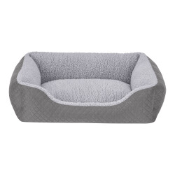 Pet Comfort Bravo Duo Kedi ve Köpek Yatağı Gri Gri Peluş Small 55x45 Cm - Pet Comfort