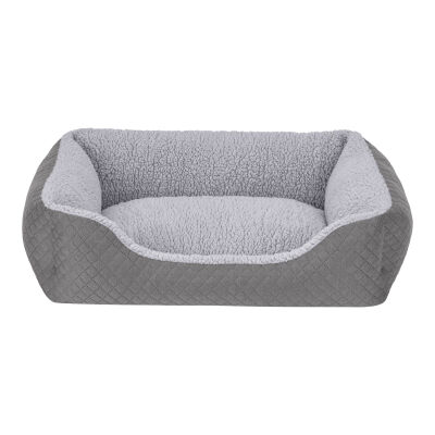 Pet Comfort Bravo Duo Kedi ve Köpek Yatağı Gri Gri Peluş Small 55x45 Cm - 1