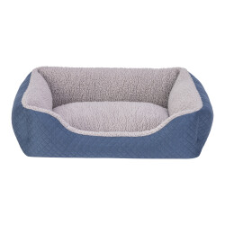 Pet Comfort Bravo Duo Kedi ve Köpek Yatağı Mavi Gri Peluş Small 55x45 Cm - Pet Comfort