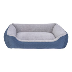 Pet Comfort Bravo Duo Köpek Yatağı Mavi Gri Peluş Large 90x70 Cm - Pet Comfort