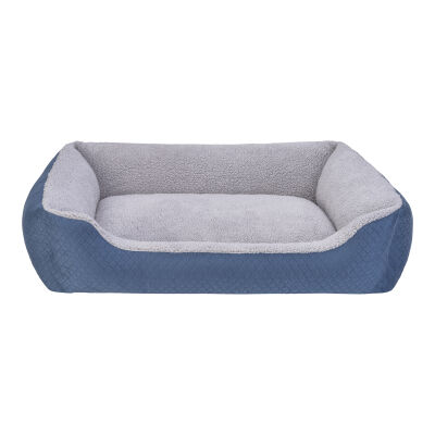 Pet Comfort Bravo Duo Köpek Yatağı Mavi Gri Peluş Large 90x70 Cm - 1