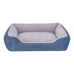 Pet Comfort Bravo Duo Köpek Yatağı Mavi Gri Peluş Medium 75x60 Cm - Pet Comfort