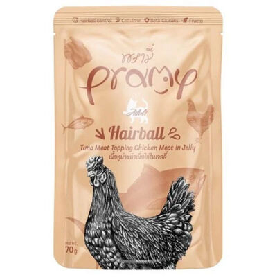 Pramy Hairball Jöle İçinde Ton Balıklı ve Tavuk Etli Yetişkin Kedi Konservesi 70 Gr - 1