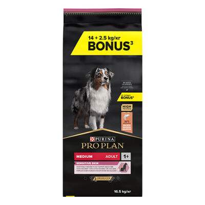 Pro Plan Medium Sensitive Skin Adult Somonlu Orta Irk Yetişkin Köpek Maması 14+2,5 Kg Bonus Paket - 2