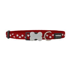 Reddingo Kırmızı Üzerine Beyaz Yıldızlı Köpek Boyun Tasması Large 25 Mm 41-63 Cm - Reddingo