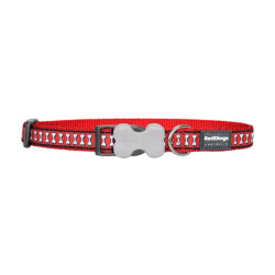 Reddingo Reflektörlü Kemik Desenli Kırmızı Köpek Boyun Tasması Large 25 Mm 41-63 Cm - Reddingo