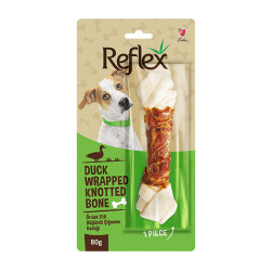 Reflex Ördek Eti Sargılı Düğümlü Köpek Çiğneme Kemiği 80 Gr - Reflex