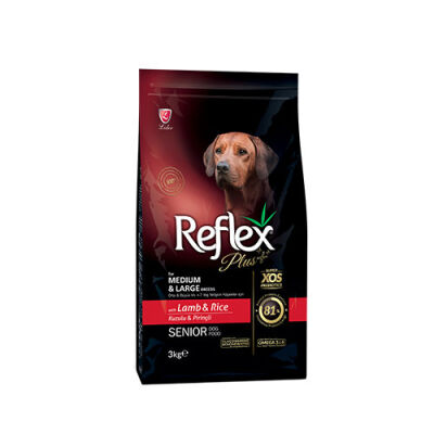 Reflex Plus Senior Orta ve Büyük Irk Kuzulu ve Pirinçli Yaşlı Köpek Maması 3 Kg - 1