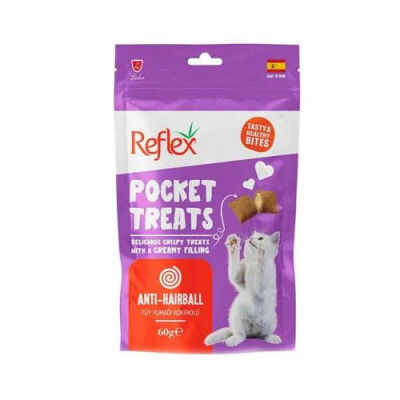 Reflex Pocket Treats Tüy Yumağı Kontrolü Yetişkin Kedi Ödül Maması 60 Gr - 1