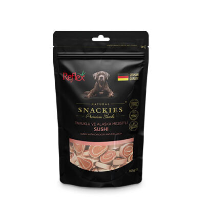 Reflex Snackies Natural Tavuklu ve Alaska Mezgitli Sushi Tahılsız Köpek Ödül Maması 90 Gr - 1