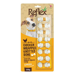 Reflex Tavuk Eti Sargılı Düğümlü Köpek Çiğneme Kemiği 8'li 100 Gr - Reflex