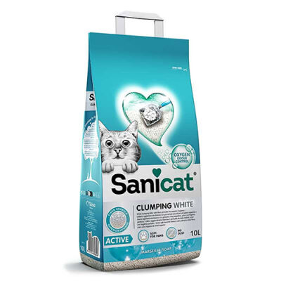 Sanicat Active Marsilya Sabunu Kokulu İnce Taneli Topaklanan Kedi Kumu 10 Lt - 1