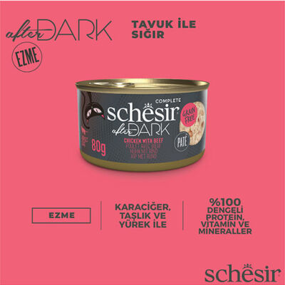 Schesir After Dark Pate Tavuk Etli ve Sığır Etli Tahılsız Yetişkin Kedi Konservesi 12 Adet 80 Gr - 2