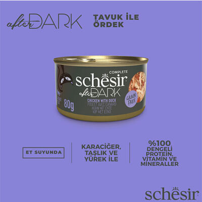 Schesir After Dark Sos İçinde Tavuk Etli ve Ördek Etli Tahılsız Yetişkin Kedi Konservesi 12 Adet 80 Gr - 3