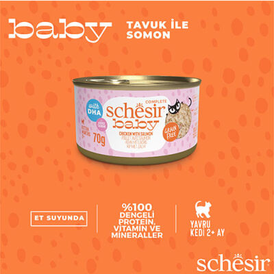 Schesir Babycat Tavuklu ve Somon Balıklı Tahılsız Yavru Kedi Konservesi 12 Adet 70 Gr - 3