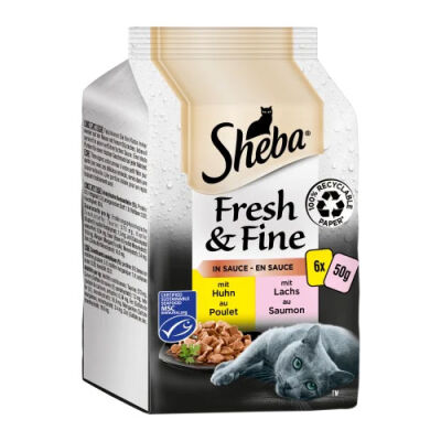 Sheba Fresh&Fıne Somonlu ve Tavuklu Yetişkin Kedi Konservesi 6x50 Gr - 1