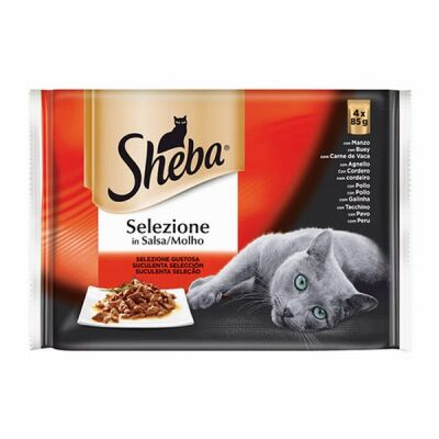 Sheba Pouch Multipack Etli Seçenekli Yetişkin Kedi Konservesi 4x85 Gr - 1