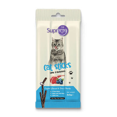 Supreme Cat Sticks Kuzulu ve Yaban Mersinli Yetişkin Kedi Ödül Çubuğu 3x5 Gr - 1