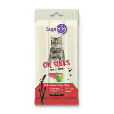 Supreme Cat Sticks Sığır Etli ve Elmalı Yetişkin Kedi Ödül Çubuğu 3x5 Gr - 1