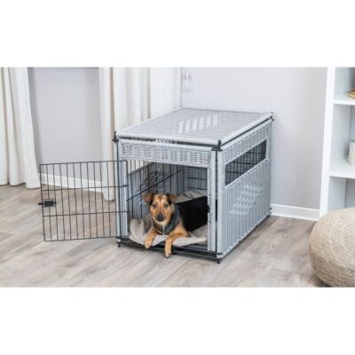 Trixie Dekoratif Rattan Sargılı Metal Köpek Kafesi M 58x60x77 Cm - 1