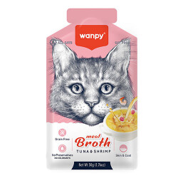 Wanpy Ton Balıklı ve Karidesli Tahılsız Kedi Çorbası 50 Gr - Wanpy