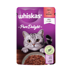 Whiskas Pouch Pure Delight Jöle İçinde Sığır Etli Yetişkin Kedi Konservesi 12 Adet 85 Gr - Whiskas